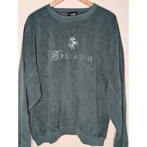 Vintage‎ Bellagio Las Vegas Teal Fleece Sweatshirt Sz XL Y2K Resort Pullover